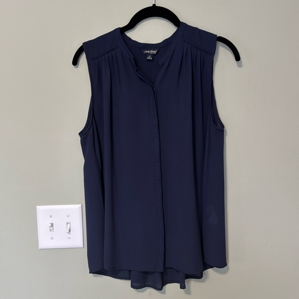 Lucky Brand Sheer Navy Blue Blouse